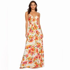 🌺 MISA Silk Floral Maxi Dress